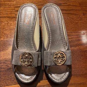Silver Wedge Sandals Size 8.5